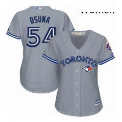 Womens Majestic Toronto Blue Jays 54 Roberto Osuna Authentic Grey Road MLB Jersey