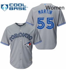 Womens Majestic Toronto Blue Jays 55 Russell Martin Authentic Grey MLB Jersey