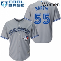 Womens Majestic Toronto Blue Jays 55 Russell Martin Authentic Grey MLB Jersey