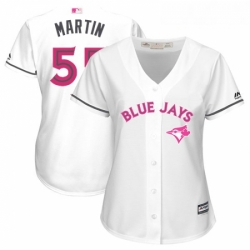 Womens Majestic Toronto Blue Jays 55 Russell Martin Authentic White Mothers Day Cool Base MLB Jersey
