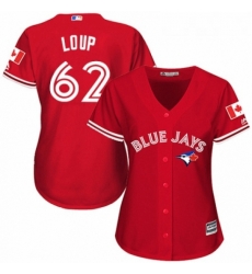 Womens Majestic Toronto Blue Jays 62 Aaron Loup Authentic Scarlet Alternate MLB Jersey 