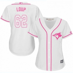 Womens Majestic Toronto Blue Jays 62 Aaron Loup Replica White Fashion Cool Base MLB Jersey 