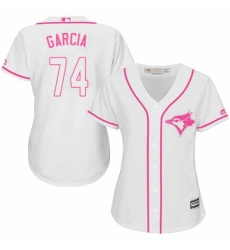 Womens Majestic Toronto Blue Jays 74 Jaime Garcia Replica White Fashion Cool Base MLB Jersey 