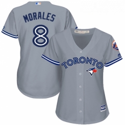 Womens Majestic Toronto Blue Jays 8 Kendrys Morales Authentic Grey Road MLB Jersey