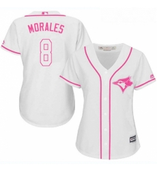 Womens Majestic Toronto Blue Jays 8 Kendrys Morales Replica White Fashion Cool Base MLB Jersey