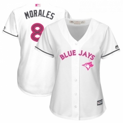 Womens Majestic Toronto Blue Jays 8 Kendrys Morales Replica White Mothers Day Cool Base MLB Jersey