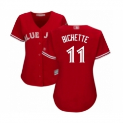 Women's Toronto Blue Jays #11 Bo Bichette Authentic Scarlet Alternate Baseball Player Jersey