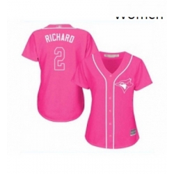 Womens Toronto Blue Jays 2 Clayton Richard Replica Pink Fashion Cool Base Baseball Jersey 