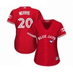 Womens Toronto Blue Jays 20 Bud Norris Replica Scarlet Alternate Baseball Jersey 