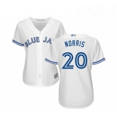 Womens Toronto Blue Jays 20 Bud Norris Replica White Home Baseball Jersey 