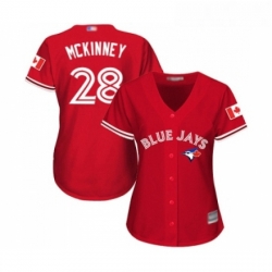 Womens Toronto Blue Jays 28 Billy McKinney Replica Scarlet Alternate Baseball Jersey 