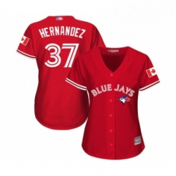 Womens Toronto Blue Jays 37 Teoscar Hernandez Replica Scarlet Alternate Baseball Jersey 