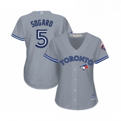 Womens Toronto Blue Jays 5 Eric Sogard Replica Grey Road Baseball Jersey 