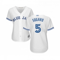 Womens Toronto Blue Jays 5 Eric Sogard Replica White Home Baseball Jersey 