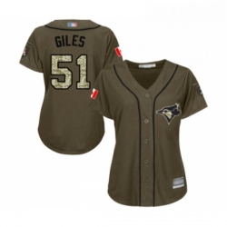 Womens Toronto Blue Jays 51 Ken Giles Authentic Green Salute to Service Baseball Jersey 