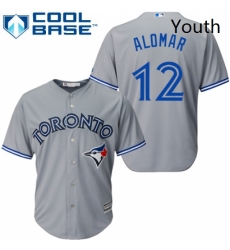 Youth Majestic Toronto Blue Jays 12 Roberto Alomar Authentic Grey Road MLB Jersey