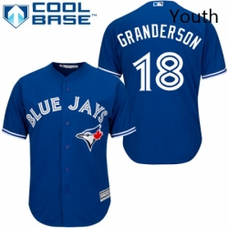 Youth Majestic Toronto Blue Jays 18 Curtis Granderson Authentic Blue Alternate MLB Jersey 
