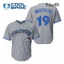 Youth Majestic Toronto Blue Jays 19 Jose Bautista Authentic Grey Road MLB Jersey