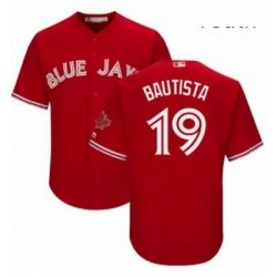 Youth Majestic Toronto Blue Jays 19 Jose Bautista Authentic Scarlet Alternate MLB Jersey
