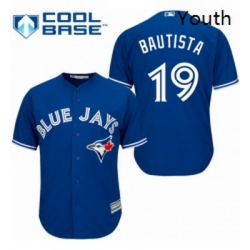 Youth Majestic Toronto Blue Jays 19 Jose Bautista Replica Blue Alternate MLB Jersey
