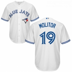 Youth Majestic Toronto Blue Jays 19 Paul Molitor Replica White Home MLB Jersey