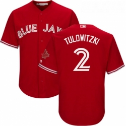 Youth Majestic Toronto Blue Jays 2 Troy Tulowitzki Authentic Scarlet Alternate MLB Jersey