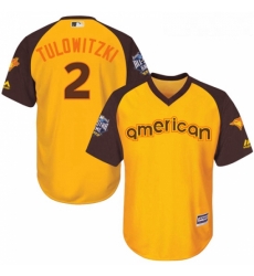 Youth Majestic Toronto Blue Jays 2 Troy Tulowitzki Authentic Yellow 2016 All Star American League BP Cool Base MLB Jersey