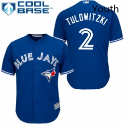 Youth Majestic Toronto Blue Jays 2 Troy Tulowitzki Replica Blue Alternate MLB Jersey