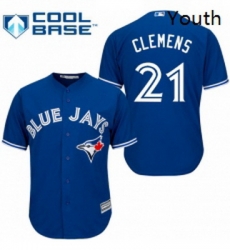 Youth Majestic Toronto Blue Jays 21 Roger Clemens Authentic Blue Alternate MLB Jersey
