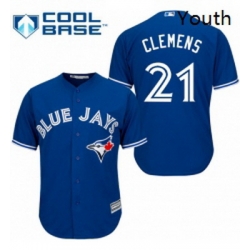 Youth Majestic Toronto Blue Jays 21 Roger Clemens Replica Blue Alternate MLB Jersey