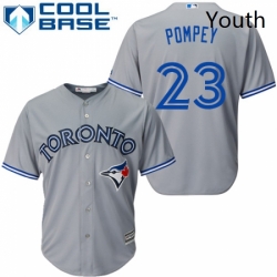 Youth Majestic Toronto Blue Jays 23 Dalton Pompey Replica Grey Road MLB Jersey