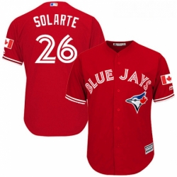 Youth Majestic Toronto Blue Jays 26 Yangervis Solarte Authentic Scarlet Alternate MLB Jersey 