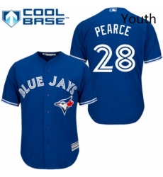Youth Majestic Toronto Blue Jays 28 Steve Pearce Replica Blue Alternate MLB Jersey 