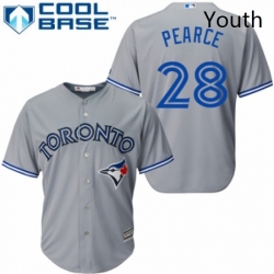 Youth Majestic Toronto Blue Jays 28 Steve Pearce Replica Grey Road MLB Jersey 