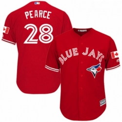 Youth Majestic Toronto Blue Jays 28 Steve Pearce Replica Scarlet Alternate MLB Jersey 