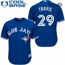 Youth Majestic Toronto Blue Jays 29 Devon Travis Authentic Blue Alternate MLB Jersey