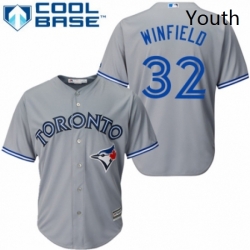 Youth Majestic Toronto Blue Jays 32 Dave Winfield Authentic Grey Road MLB Jersey 