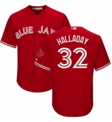 Youth Majestic Toronto Blue Jays 32 Roy Halladay Replica Scarlet Alternate MLB Jersey
