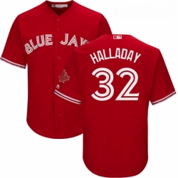 Youth Majestic Toronto Blue Jays 32 Roy Halladay Replica Scarlet Alternate MLB Jersey