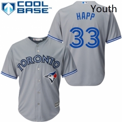 Youth Majestic Toronto Blue Jays 33 JA Happ Replica Grey Road MLB Jersey