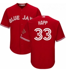 Youth Majestic Toronto Blue Jays 33 JA Happ Replica Scarlet Alternate MLB Jersey