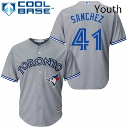 Youth Majestic Toronto Blue Jays 41 Aaron Sanchez Authentic Grey Road MLB Jersey