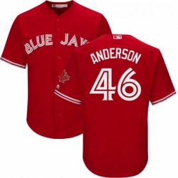Youth Majestic Toronto Blue Jays 46 Brett Anderson Authentic Scarlet Alternate MLB Jersey 