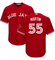 Youth Majestic Toronto Blue Jays 55 Russell Martin Authentic Scarlet Alternate MLB Jersey