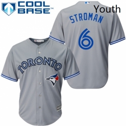 Youth Majestic Toronto Blue Jays 6 Marcus Stroman Replica Grey Road MLB Jersey