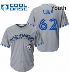 Youth Majestic Toronto Blue Jays 62 Aaron Loup Authentic Grey Road MLB Jersey 