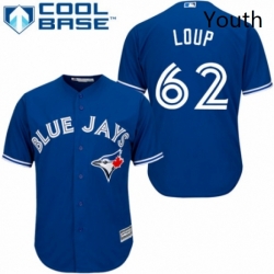 Youth Majestic Toronto Blue Jays 62 Aaron Loup Replica Blue Alternate MLB Jersey 