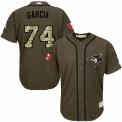 Youth Majestic Toronto Blue Jays 74 Jaime Garcia Authentic Green Salute to Service MLB Jersey 