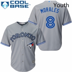 Youth Majestic Toronto Blue Jays 8 Kendrys Morales Replica Grey Road MLB Jersey