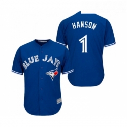 Youth Toronto Blue Jays 1 Alen Hanson Replica Blue Alternate Baseball Jersey 